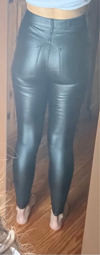 Leggings Cuero Sintético Negro