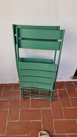 Mesa y 4 Sillas Hierro Exterior Verdes