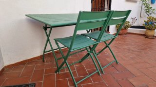 Mesa y 4 Sillas Hierro Exterior Verdes