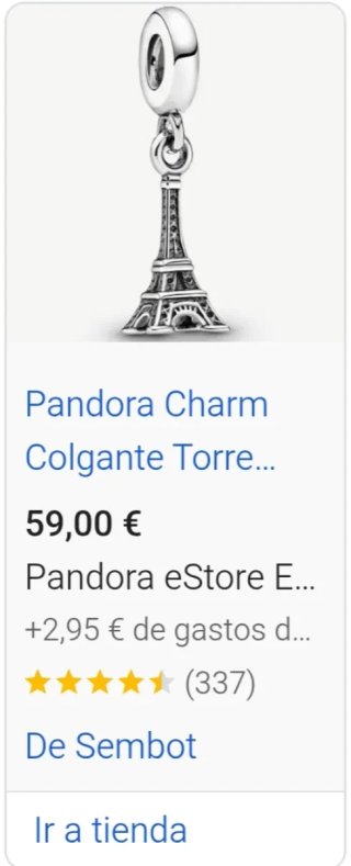 Pandora Charm Colgante Torre Eiffel Plata