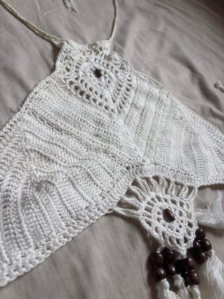 Top Macramé Blanco con Cuentas