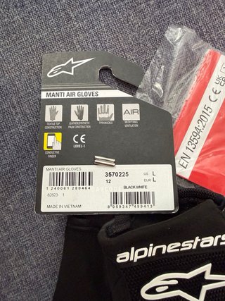 Guantes Alpinestars Manti Air Negro/Blanco Talla L
