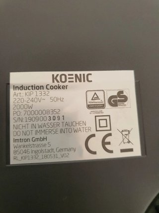 Placa de inducción KOENIC 2000W