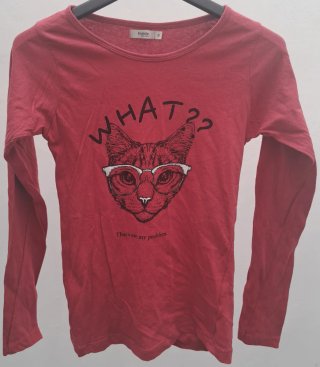 Camiseta burdeos manga larga gato