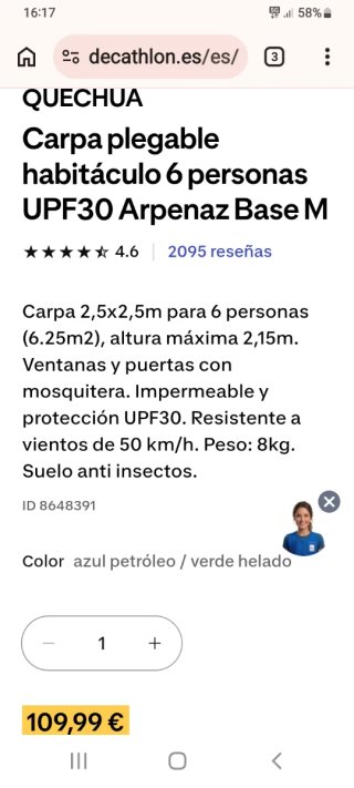 Carpa plegable 6 personas UPF30