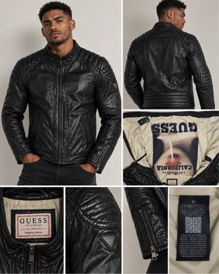 Chaqueta de cuero Guess hombre negra Talla M