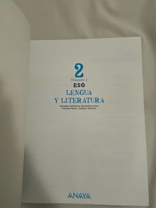Libro lengua y literatura de 2ESO, 3er trimestre