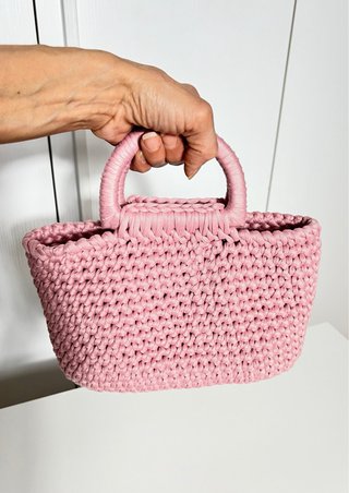 Borsa uncinetto rosa cipria + pochette