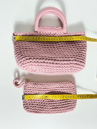 Borsa uncinetto rosa cipria + pochette