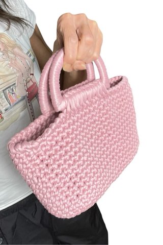 Borsa uncinetto rosa cipria + pochette