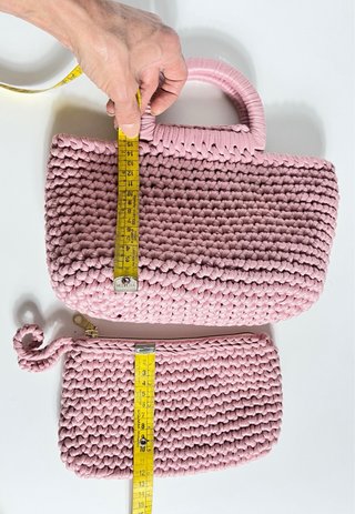 Borsa uncinetto rosa cipria + pochette