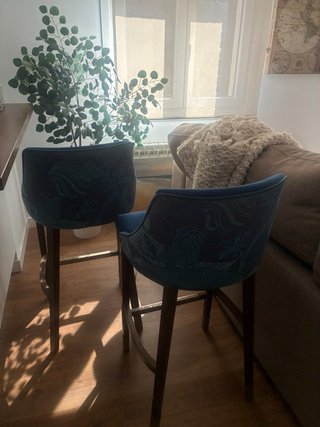 Sillas altas terciopelo azul