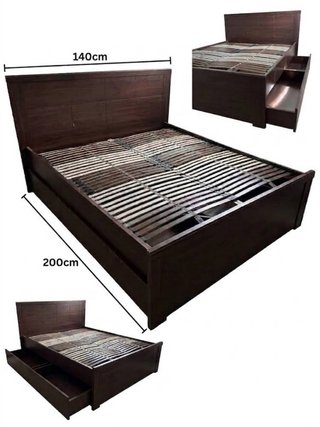 Cama doble madera marrón 140x200cm