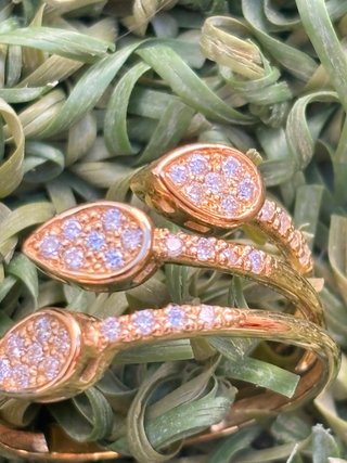 Anillo Oro 18k Brillantes Diseño Serpiente Ajustab