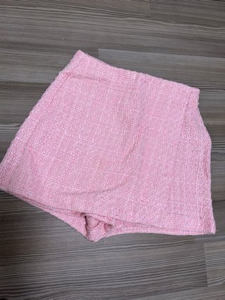 Falda pantalón tweed Zara rosa T.XS