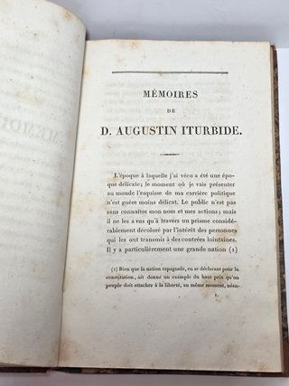 Iturbide Memoires Ex Empereur du Mexique Parisot
