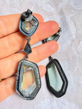 Pendientes de diseñadora largos cristal verde