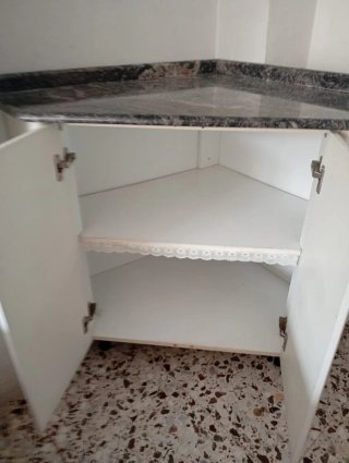 Mueble auxiliar rinconera piedra y madera