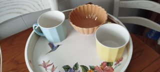 Bandeja con 2 tazas y cuenco