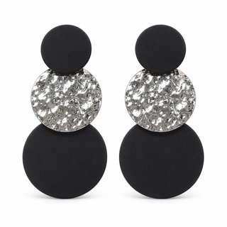 Brincos pretos e prata  / Pendientes negros 6 cm
