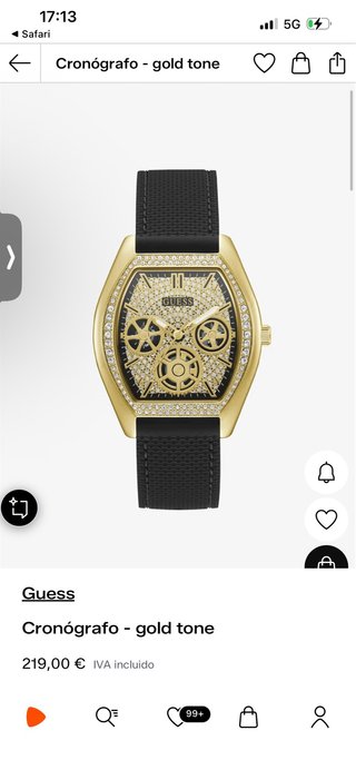 Reloj Guess Dorado y Negro