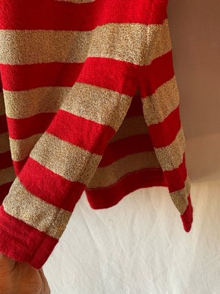 Maglione a righe lurex rosso e oro Tg M misto lana
