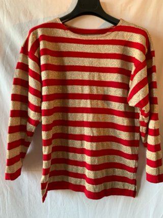 Maglione a righe lurex rosso e oro Tg M misto lana