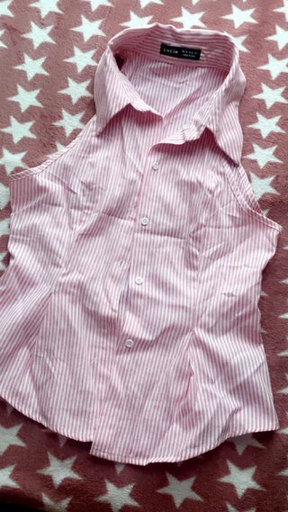 Top Camisero Rayas Rosa y Blanco (a estrenar)