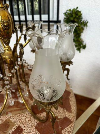 Lámpara de araña vintage dorada