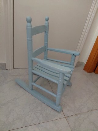 Silla Mecedora Infantil de madera Azul