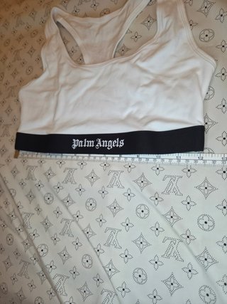 Top Palm Angels bianco con banda nera
