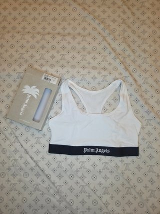 Top Palm Angels bianco con banda nera
