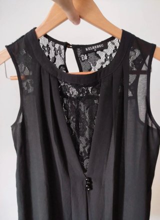 Blusa KELREBEC negra M encaje y transparencias
