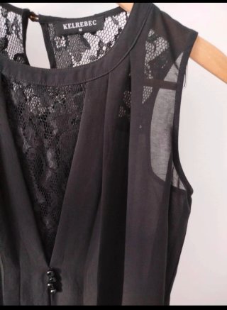 Blusa KELREBEC negra M encaje y transparencias