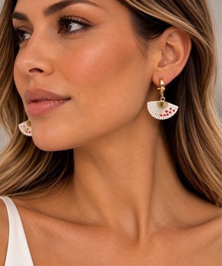 Pendientes (abanico blanco) | Estambul