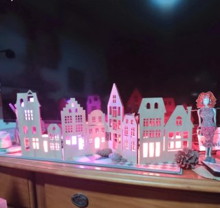 Casitas de pueblo navideñas de madera