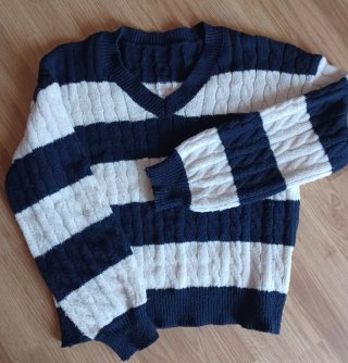 Jersey SHEIN oversize T. S | Rayas azul y beige