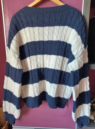 Jersey SHEIN oversize T. S | Rayas azul y beige