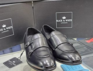 Scarpe uomo doppia fibbia nere tg 43 similpelle