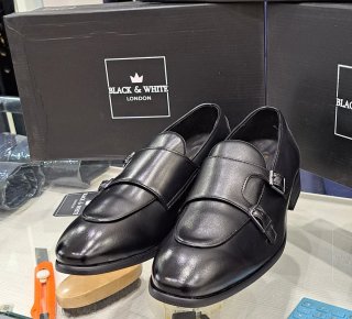 Scarpe uomo doppia fibbia nere tg 43 similpelle