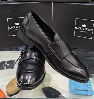Scarpe uomo doppia fibbia nere tg 43 similpelle