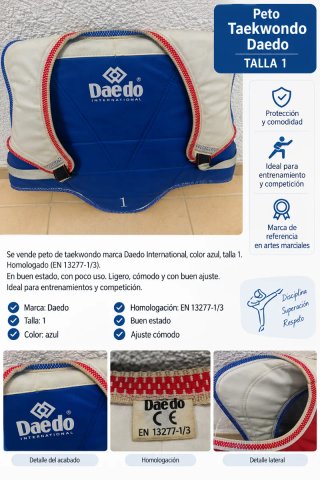 Peto Taekwondo Daedo Talla 1 Azul y rojo reversibl