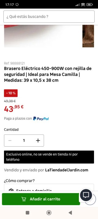Brasero o estufa orbegozo 900w