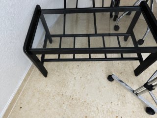 Mesa centro cristal y madera negra