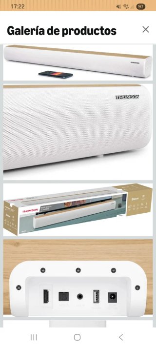 Barra de Sonido Thomson Blanca y Madera