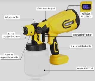 Pistola Pintura Spray Inalámbrica 1200ML