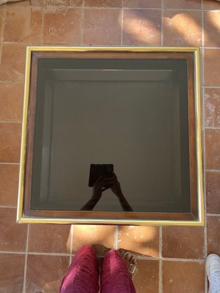 Mesa auxiliar madera y cristal