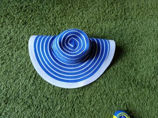 Sombrero Pamela Rayas Azul y Blanco