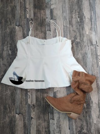 Top algodón tirantes peplum ♡ ZARA * talla L