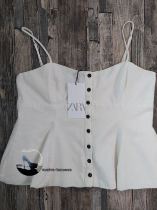 Top algodón tirantes peplum ♡ ZARA * talla L